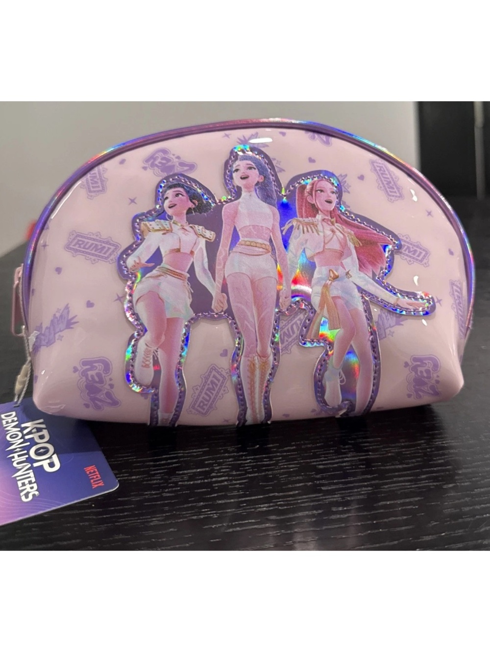 K-Pop Themed Pink Holographic Cosmetic Pouch